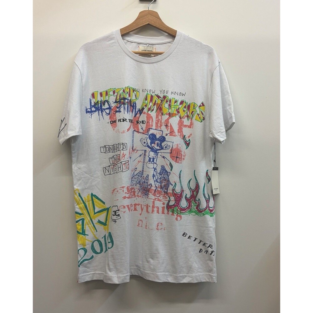 Lifted Anchors White Cola Tee  Size Small Oversized Streetwear Graphic New